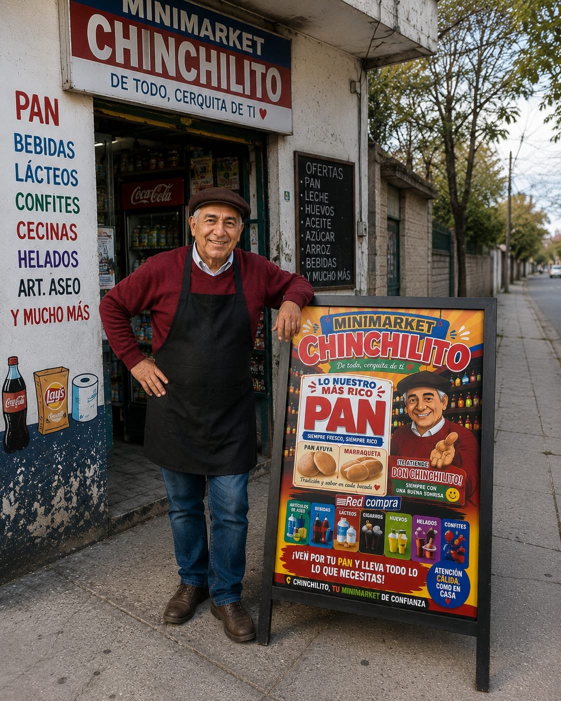 Cliente junto a su trabajo gráfico terminado e instalado